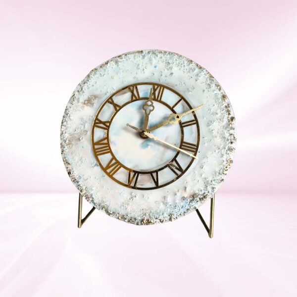 Pastel Blue Resin Table Clocks with Metal Stand