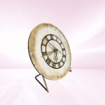 White Gold Geode Resin Table Clocks with Metal Stand - Image 2
