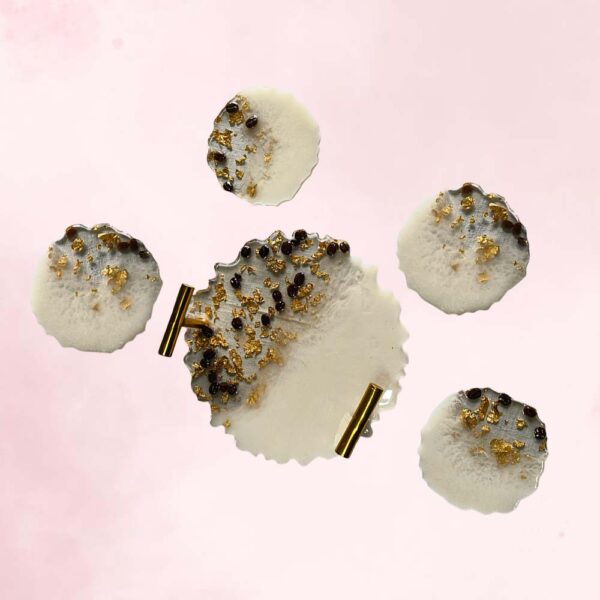 Brewed Awakening - Real Coffee Bean Resin Tray with Coasters