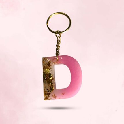 Personalized Resin Alphabet D Pink Keychain - Your Initials in Style