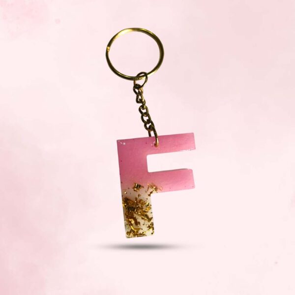 Personalized Resin Alphabet F Pink Keychain - Your Initials in Style