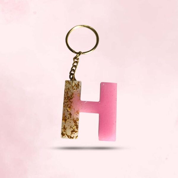 Personalized Resin Alphabet H Pink Keychain - Your Initials in Style