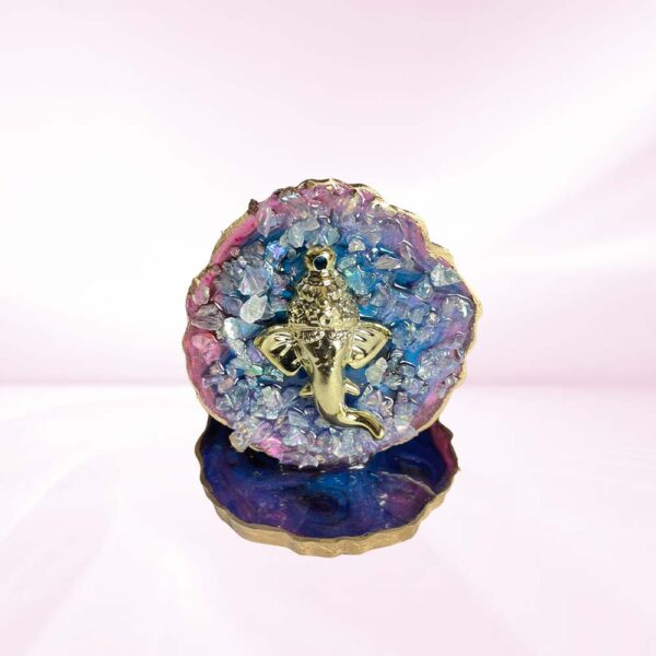 Turquoise Green Crystal Studded Mini Ganesha Stand