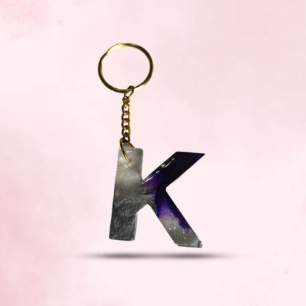 Personalized Resin Alphabet K Keychain - Your Initials in Style