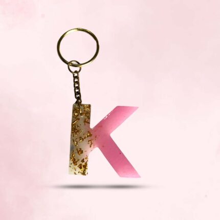 Personalized Resin Alphabet K Pink Keychain - Your Initials in Style