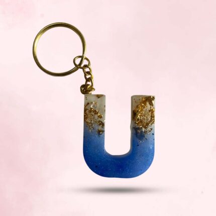 Personalized Resin Alphabet U Keychain - Your Initials in Style