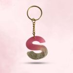 Personalized Pink Resin Alphabet S Keychain - Your Initials in Style