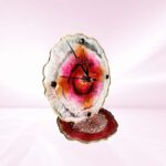 Pink Orange Blooming Flower Mini Table Clock - Image 2