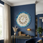 Blue White Geode Resin Wall Clock - Image 4