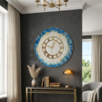 Blue White Geode Resin Wall Clock - Image 3
