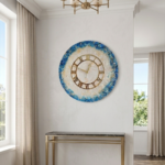 Blue White Geode Resin Wall Clock - Image 2