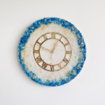 Blue White Geode Resin Wall Clock