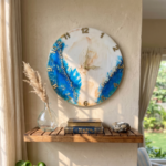 Blue and White Resin Wall Clock - Image 4