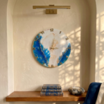 Blue and White Resin Wall Clock - Image 3