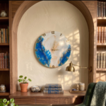Blue and White Resin Wall Clock - Image 2