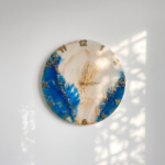 Blue and White Resin Wall Clock