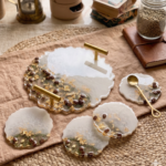 Brewed Awakening - Real Coffee Bean Resin Tray with Coasters - Image 4