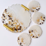 Brewed Awakening - Real Coffee Bean Resin Tray with Coasters
