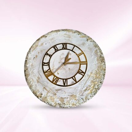 White and Gold Geode Resin Wall Clock