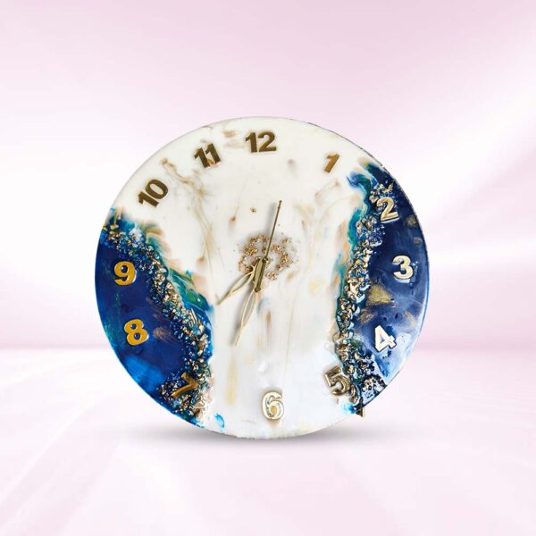 Blue and White Resin Wall Clock