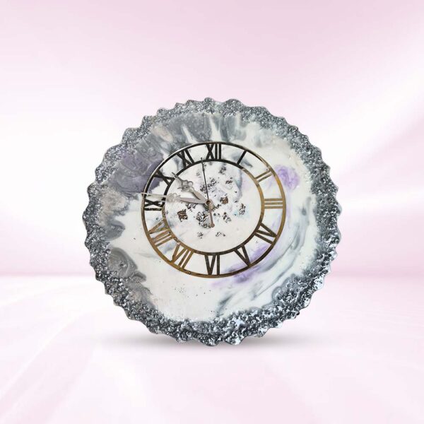 White Silver Resin Wall Clock