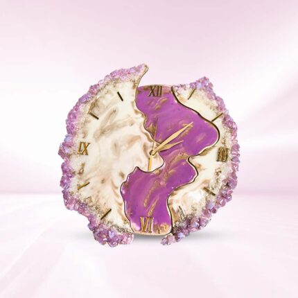 Lavender Geode Resin Wall Clock - Timeless Elegance for Your Walls