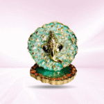 Turquoise Green Crystal Studded Mini Ganesha Stand