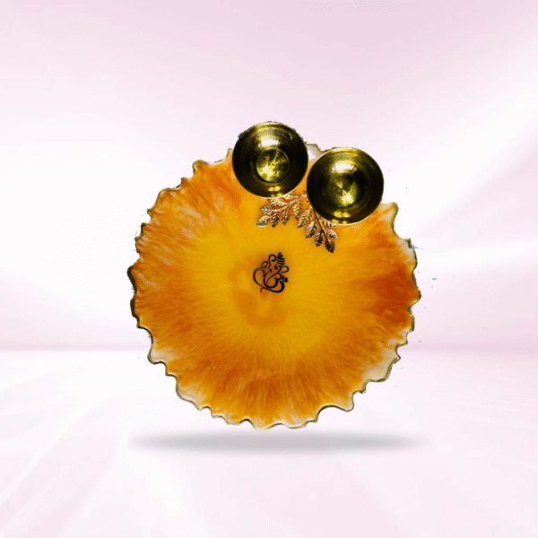 Orange Yellow with Ganesha Pooja Thali