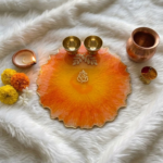 Orange Yellow with Ganesha Pooja Thali