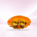 Orange Yellow with Ganesha Pooja Thali - Image 3