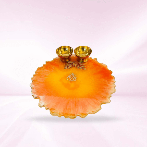 Orange Yellow with Ganesha Pooja Thali