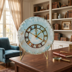 Pastel Blue Resin Table Clocks with Metal Stand