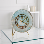 Pastel Blue Resin Table Clocks with Metal Stand - Image 2