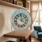 Pastel Blue Resin Table Clocks with Metal Stand - Image 3