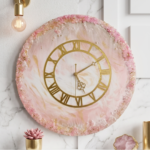 Pink & White Geode Resin Wall Clock