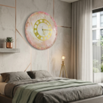 Pink & White Geode Resin Wall Clock - Image 4