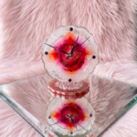 Pink Orange Blooming Flower Mini Table Clock
