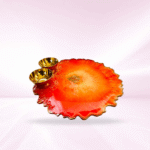 Reddish Orange with Ganesha at the Centre Pooja Thali - Image 3