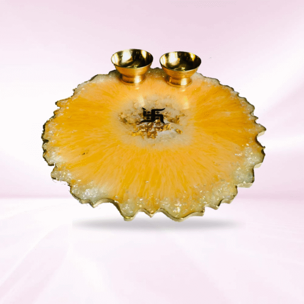Sunset Orange with Swastik Resin Pooja Thali