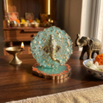Turquoise Green Crystal Studded Mini Ganesha Stand - Image 2