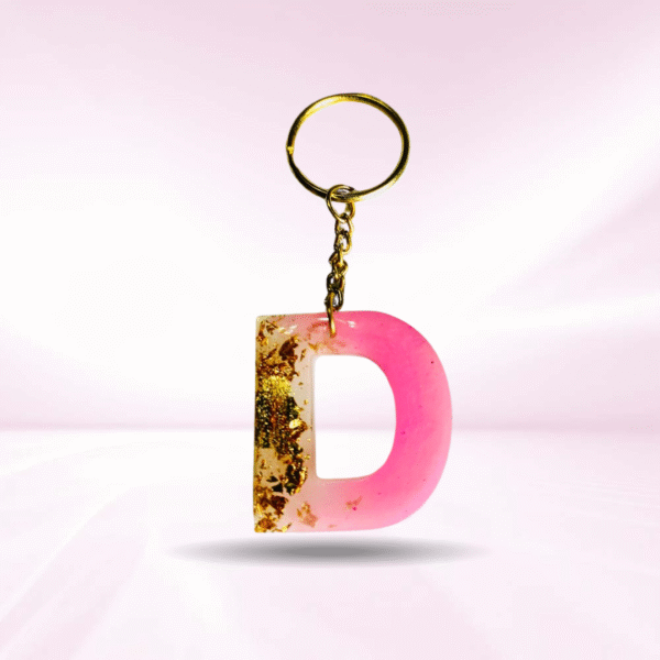 Personalized Resin Alphabet D Pink Keychain - Your Initials in Style