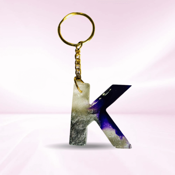 Personalized Resin Alphabet K Keychain - Your Initials in Style