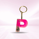 Personalized Resin Alphabet P Pink Keychain - Your Initials in Style