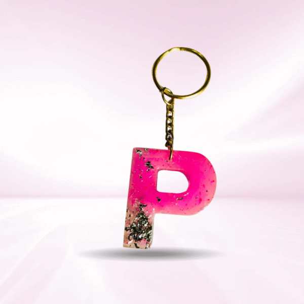 Personalized Resin Alphabet P Pink Keychain - Your Initials in Style