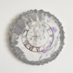 White Silver Resin Wall Clock
