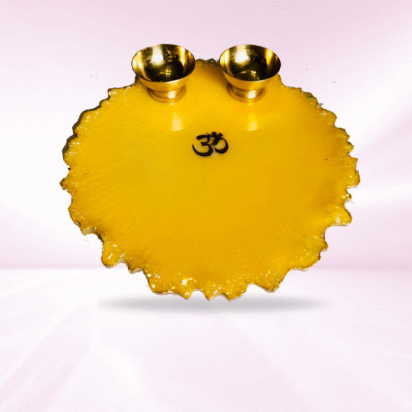 Yellow Resin Pooja Thali with OM