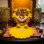 Yellow Resin Pooja Thali with OM - Image 3