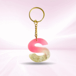 Personalized Pink Resin Alphabet S Keychain - Your Initials in Style