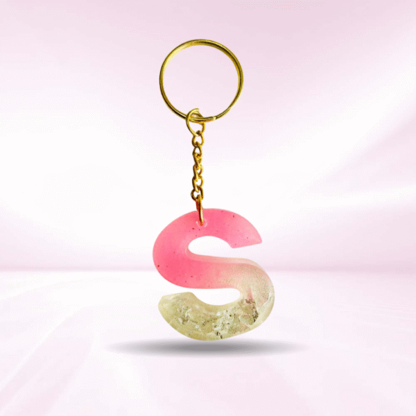 Personalized Pink Resin Alphabet S Keychain - Your Initials in Style