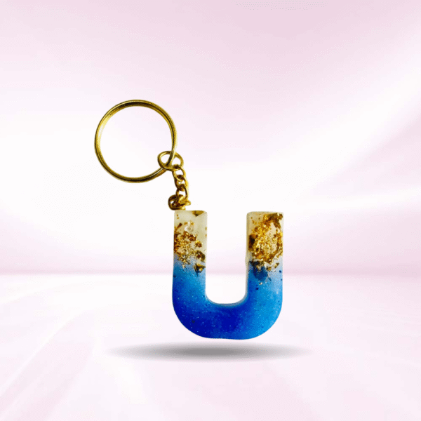 Personalized Resin Alphabet U Keychain - Your Initials in Style
